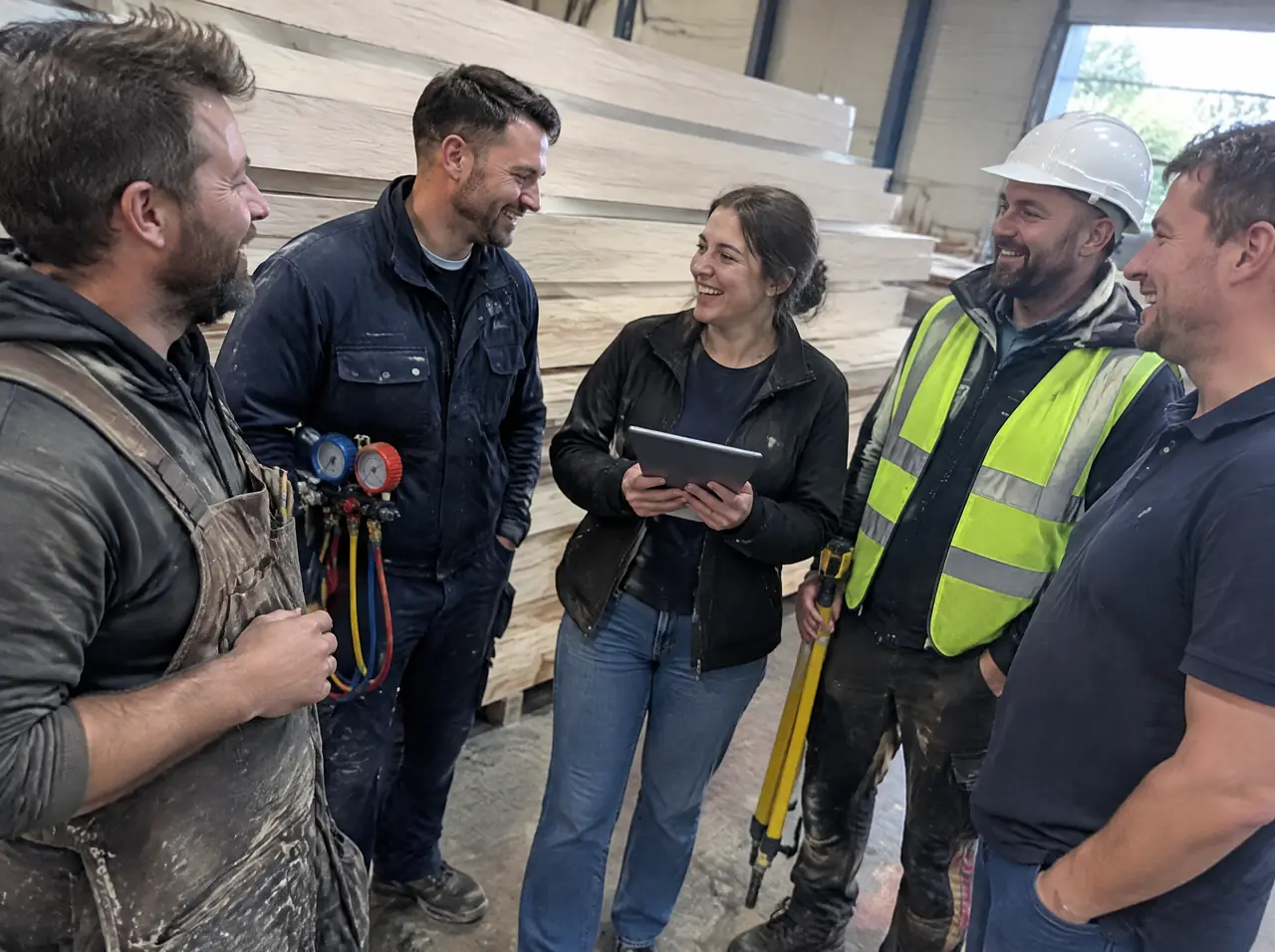 A project team with a workshop behind it